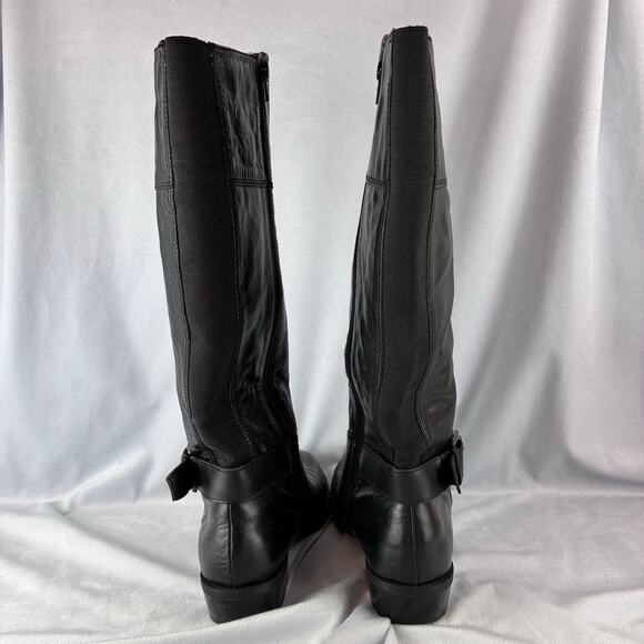 Aldo Black Knee High Full Zip Boots Women's 7.5 Equestrian Silver Tone Buckle - Picture 8 of 16